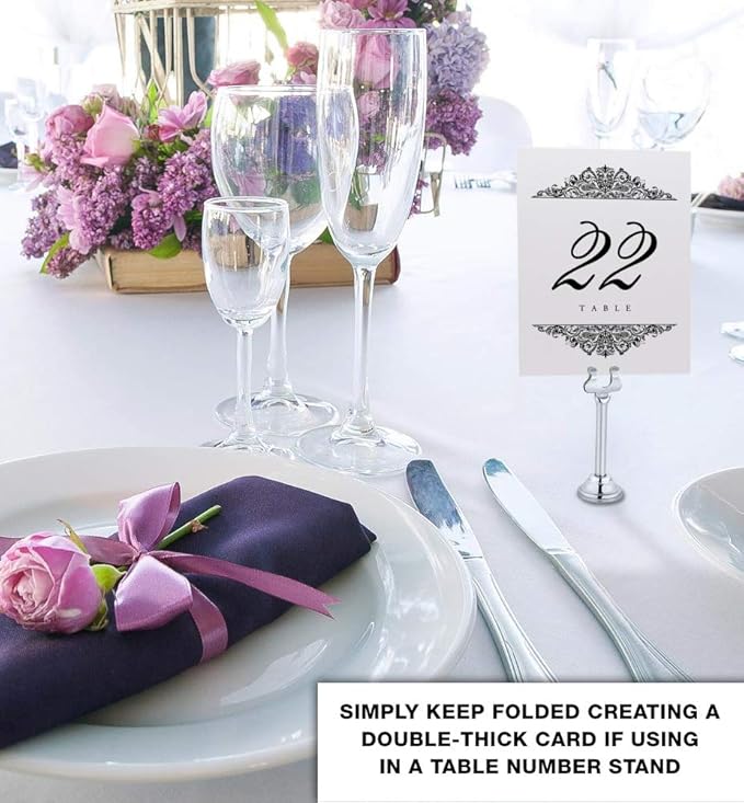 Table Number Cards, Numbered 1-110, Black Paisley Design