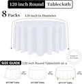 Round Tablecloth 120 Inch White Table Cloth Stain, 8 Pack – White