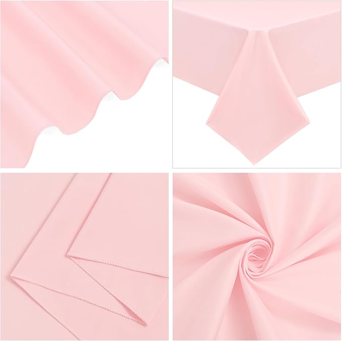 10 Pack Pink Tablecloths for 8ft Rectangle Tables 60 x 126 Inch - Polyester Table Cover Stain and Wrinkle Resistant Washable Fabric Table Clothes for Wedding Party Banquet Reception Restaurant