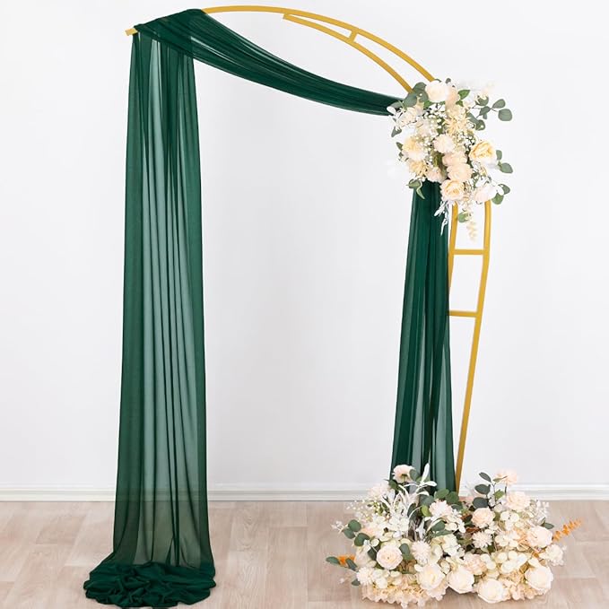Outdoor Curtains: Emerald Green Sheer Chiffon Arch Drapes, 4 Panels