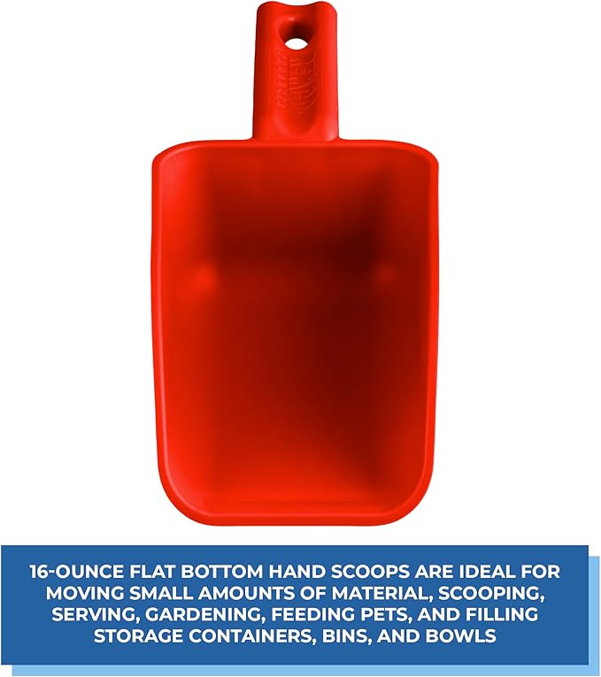 Vikan Remco 63004 Color-Coded Plastic Hand Scoop - BPA-Free Food-Safe Kitchen Utensils, Restaurant and Food Service Supplies, 16 oz, Red
