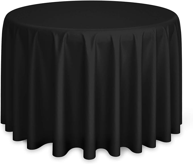 Tablecloths: 108-Inch Round Black Polyester, 10-Pack, Stain-Resistant