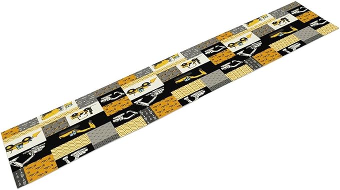 Excavator Table Runner,Boys Kids Construction Vehicles Equipment Trucks Cartoon Car Tablecloth Burlap for Hotel Indoors Outdoor Dining Room Kitchen Holiday Party, 13x70in
