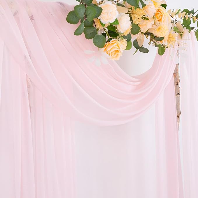 Outdoor Curtains: Blush Pink Sheer Chiffon Arch Drape, 29 x 236 Inch