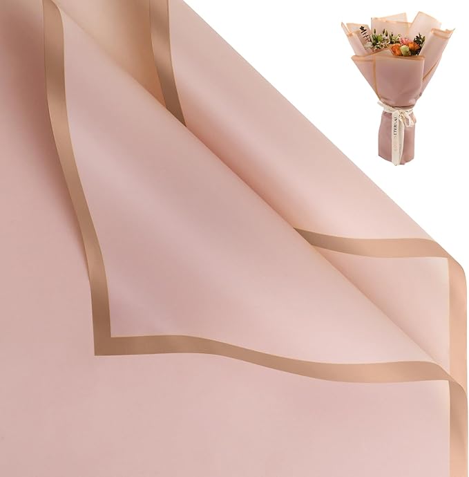 NESCCI 20 Sheet Flower Wrapping Paper - Waterproof Floral Bouquet Wrapping Paper, Florist Supplies Packaging Paper for Wedding Birthday Gift DIY (Dark Pink)