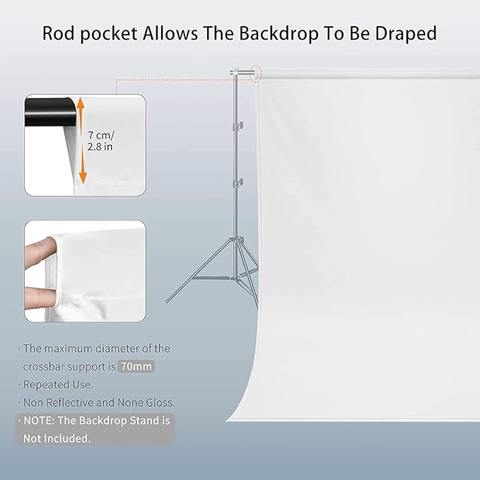 12x10 FT White Backdrop Background for Photography, 100% Polyester Photo Booth Backdrop Foldable Washable White Screen for Portrait Photoshoots Booth Party Video Studio