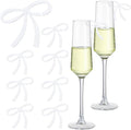 50 Pcs Bows Drink Tags Coquette Bow Wine Glass Charms Acrylic Bowknot Drink Tag for Bachelorette Birthday Wedding Coquette Tasting Party Decor Accessory(White)
