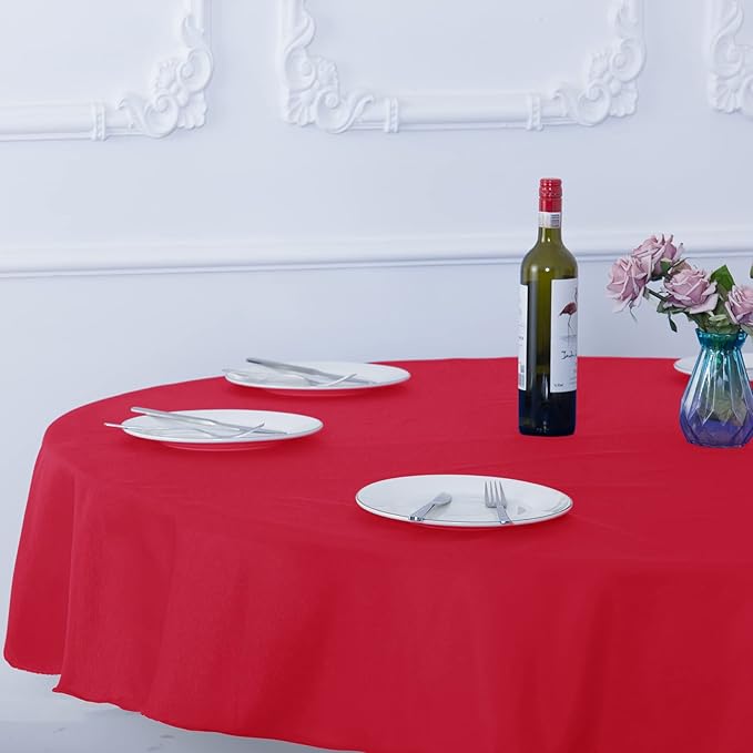 Ascoza 2pack 70 Inch Red Round Tablecloth in Washable Polyester Fabric for Wedding/Banquet/Restaurant/Parties…