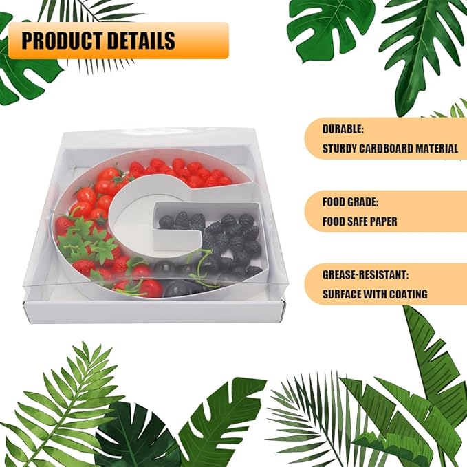 12" Fillable Cardboard Letter Charcuterie Gift Cupcake Box With Cover Sweets Packaging (G)