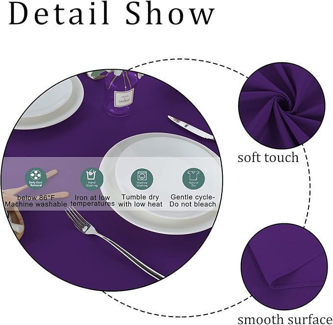 Fitable Rectangle Tablecloth Stain and Wrinkle Resistant Washable Polyester Table Cloth for Buffet Parties and Camping (60x102 inch, Purple)