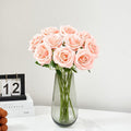 Artificial Rose Open Flower Bouquet Faux Rose Stems for Wedding, 10pcs