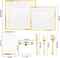 Disposable Plates Set, Square Gold, 350 Pieces for 50 Guests