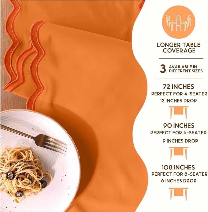 Folkulture Table Runners | Fall Table Runner 72 inches Long | 100% Cotton Table Runner for Fall Decor or Boho Decor | Orange Table Runners for Dining Room | Thanksgiving Decorations for Home