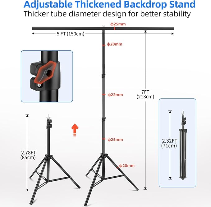 Green Screen Backdrop Kit with Stand, Reversible 7x5 ft