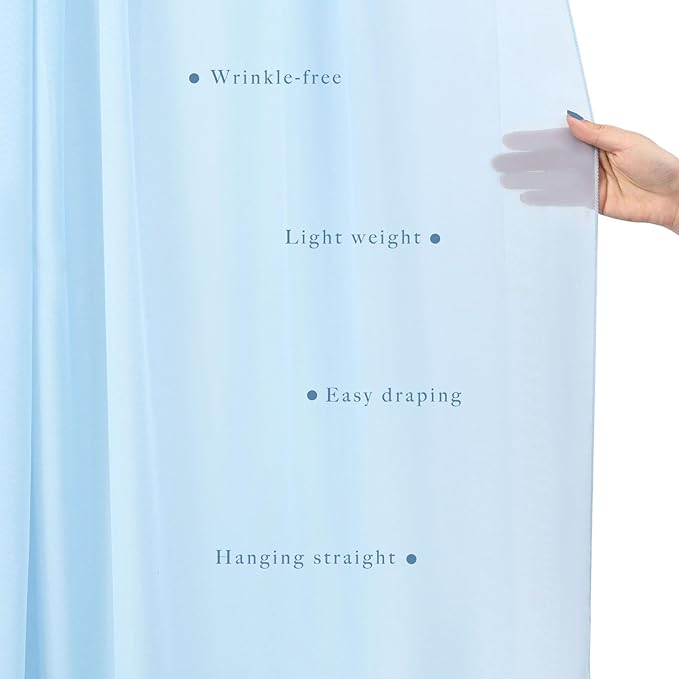 Baby Blue Chiffon Wedding Arch Drapes, 2 Transparent Panels, 20 Ft Long