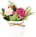 Artificial Hydrangea Bouquet with Small Ceramic Vase Fake Silk Variety
