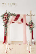 Deluxe Wine Artificial Wedding Arch Flowers with Drapes Kit-Pack – Red