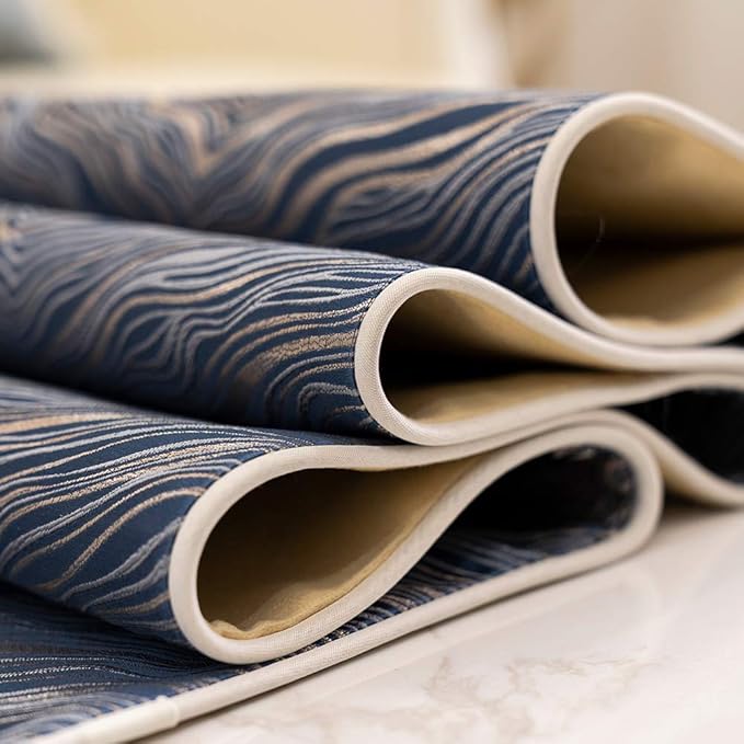 Avigers 12 x 90 Inch Decorative Luxury Abstract Striped Navy Blue Table Runners with Tassels for Home Living Room Bedroom Art Decor Wedding