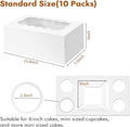 Cupcake Carriers, 10 Pack White Cardboard Boxes with Clear Window