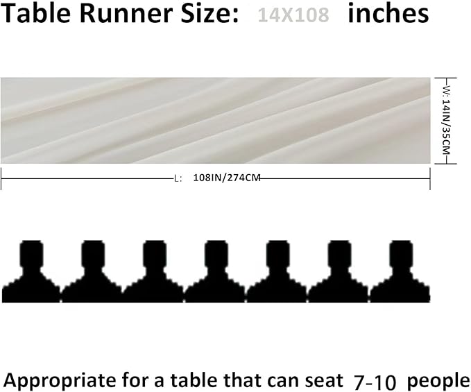 12Pack 9ft Chiffon Table Runner 14x108 Inch Sheer Romantic Table Runner for Wedding Birthday Party Bridal Shower Outdoor Decoration-Ivory
