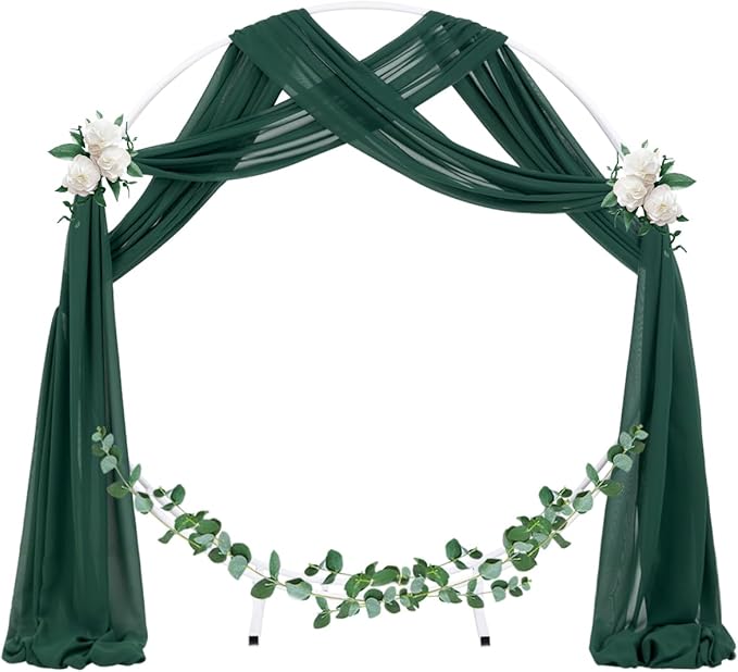 Socomi Wedding Arch Draping Fabric 1 Panel 29" x 19Ft Emerald Green Sheer Chiffon Curtain Drapes 6 Yards for Wedding Ceremony Birthday Party Decoration