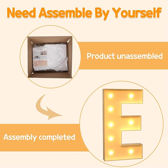 Decorations: 3 Ft Light Up Marquee Letter E in Foam with Light String