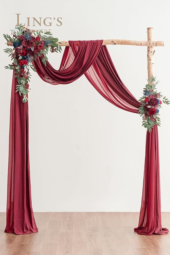 Artificial Flowers Arch Kit, Burgundy and Navy Silk, Pack of 4
