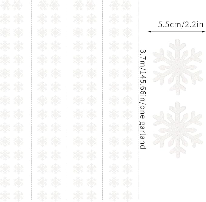 Snowflake-Snow White Christmas Party-Decoration Garland - 52ft Frozen Winter Wonderland Ornaments Hanging Paper Streamers,New Years Birthday Baby Shower Wedding Holiday Classroom Ceiling Decor Hugfond