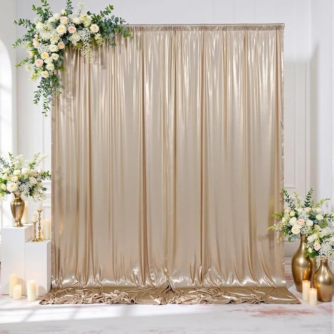 Backdrop Champagne Sequin Curtain with 4 Panels, 5x10ft Each