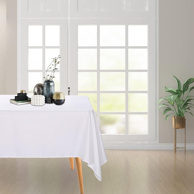 Ascoza 2pack 52x52 Inch White Square in Polyester Fabric Tablecloth for Wedding,Banquet,Restaurant and Parties