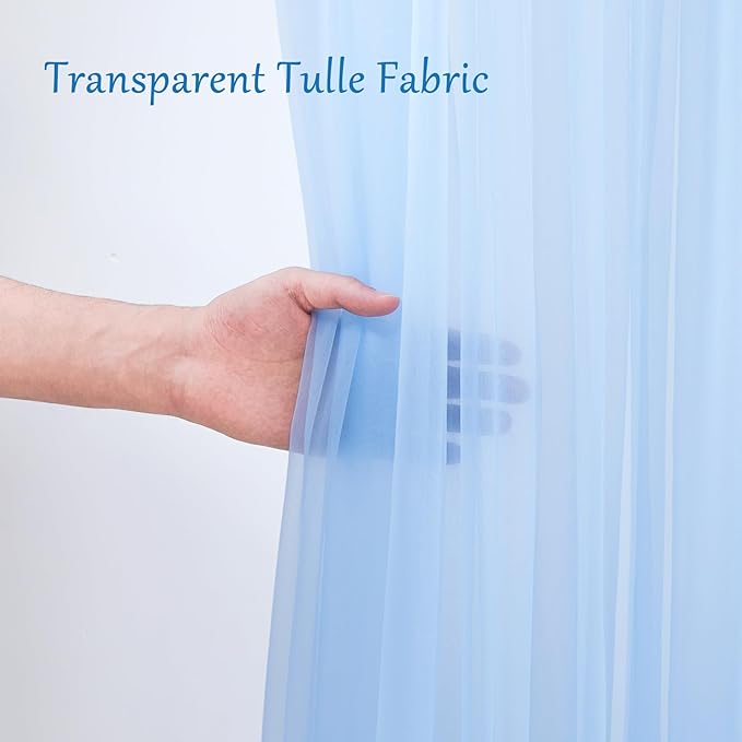 20x10 Blue Tulle Backdrop Curtains for Parties, Sheer Backdrop Curtain Wedding Photo Background Drapes for Baby Shower Photography Birthday Party