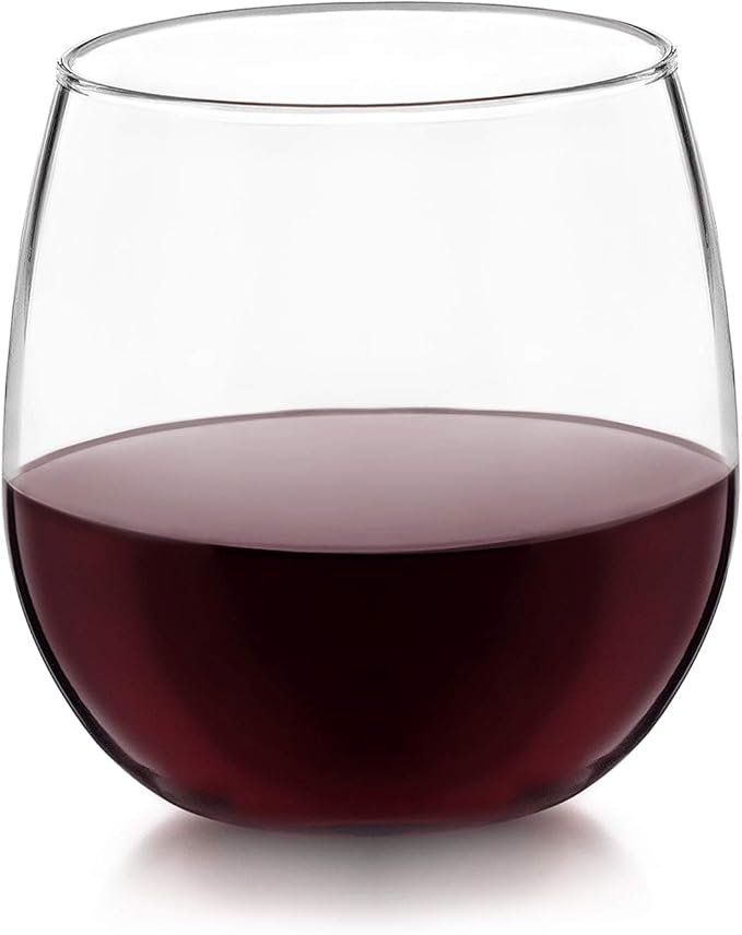 Wine Glasses Set of 12, Stemless Red and White, Dishwasher Safe