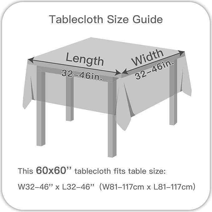 maxmill Square Linen Textured Tablecloth Waterproof Spillproof Wrinkle Free Slubby Textured Table Cloth for Dinner and Party Washable Wipeable Fabric Table Cover Decoration, 60 x 60 Inch, Dark Grey
