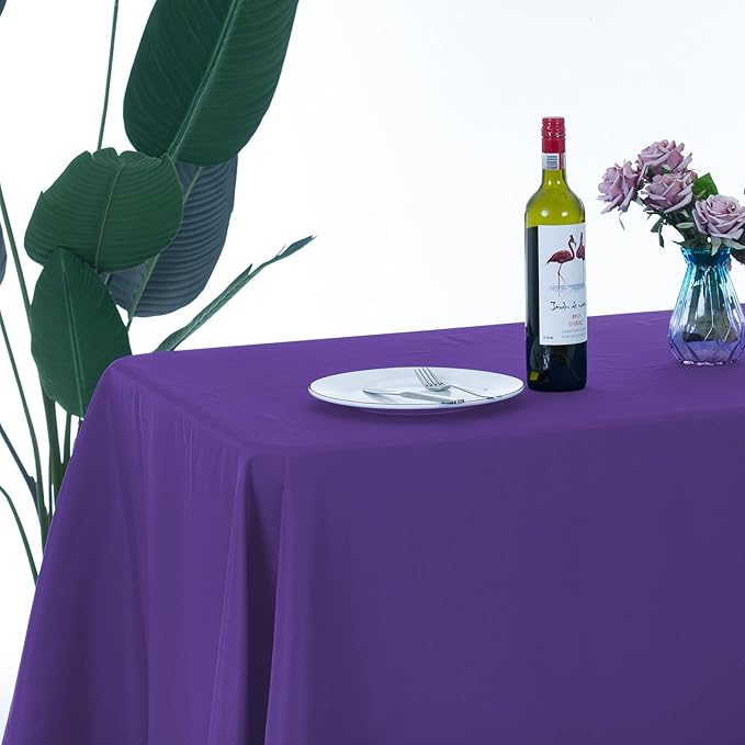 Ascoza 2pack 60x120 Inch Purple Rectangular Tablecloth 6 Feet Table Cloth in Polyester Fabric for Wedding/Banquet/Restaurant/Parties