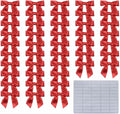 2.5" Hgzgch Red Satin Ribbon Bow for Gift Wrapping, Premade Bows for Crafts, Cake, Party Favors, Handmade Bows with Double-Sided Tape, Self Adhesive Gift Bows for Presents, Treats, Christmas - 50pcs