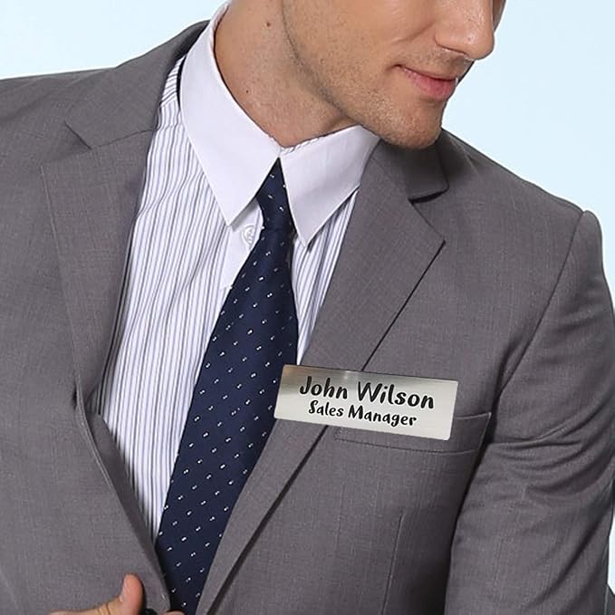 Custom Engraved Name Tag Badges for Business, Personalized Identification with Pin, Magnetic, Adhesive, or Blank Backing, 1"x3", Rose Gold/Black Text