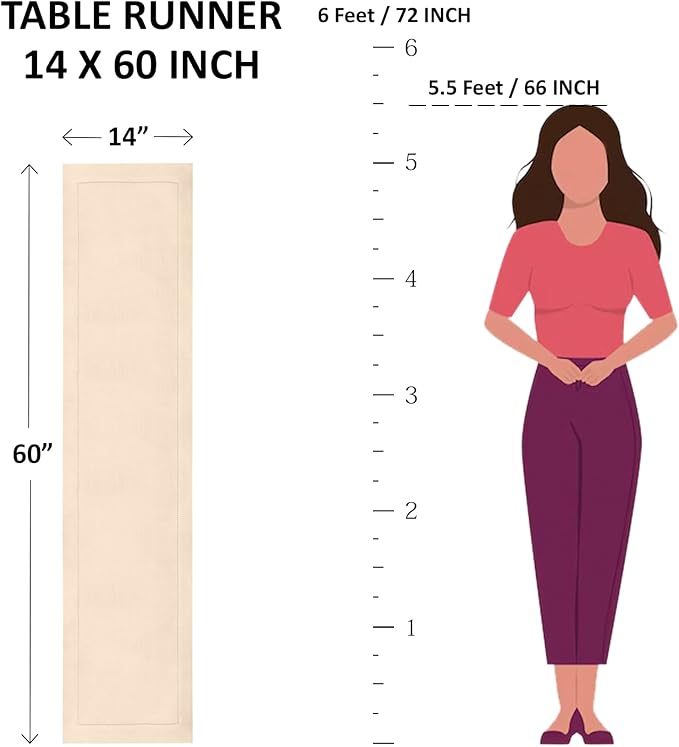 Solino Home Black Hemstitch Table Runner 60 Inches - Cotton Linen Small Table Runner 14 x 60 Inch Ideal for Dresser and Coffee Tables - Fall, Autumn, Halloween, Thanksgiving, Holiday