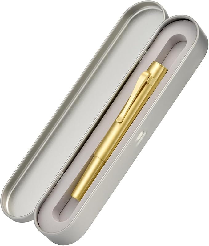 Hongdian M2 Black Forest Mini Fountain Pen, Fine Soft Golden Nib & Sleek Shape Brass Short Pocket Travel Pen (Glossy Brass)