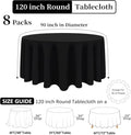 Round Tablecloth 120 Inch Black Table Cloth Stain, 8 Pack – Black