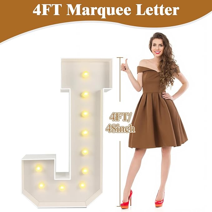Marquee Light Up Letters: 4FT Large Decorative Signs for Party Decorations Baby Shower Birthday Wedding Engagement Anniversary, 4 Feet Tall Pre-Cut DIY Foamboard Letter R - Easy to Assemble