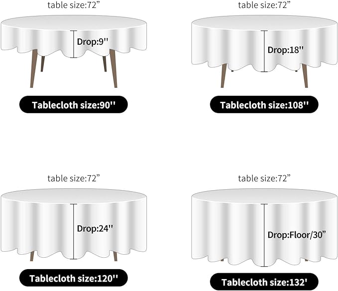 Ascoza 2pack 120 Inch Gold Round Tablecloth in Washable Polyester Fabric for Wedding/Banquet/Restaurant/Parties