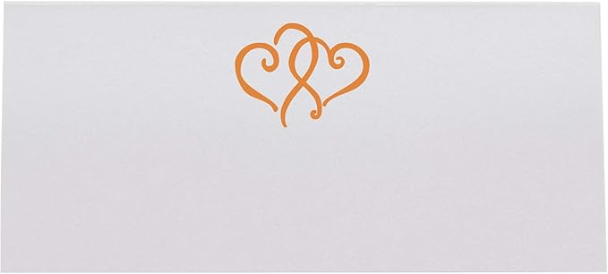 Linked Hearts Printable Place Cards, Orange (Choose Color), Set of 150 (25 Sheets), Laser & Inkjet Printers - Wedding, Party, Dinner, and Special Events - Made in the USA