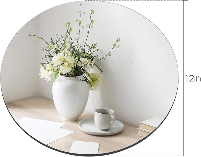 Round Glass Mirror Centerpieces, 12 Inch, Set of 12 for Parties