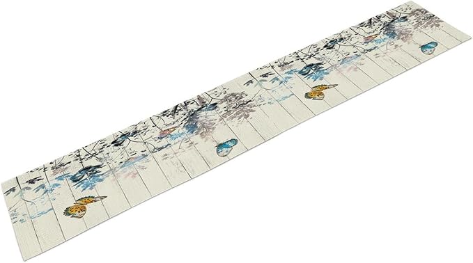 Nature Dandelion Table Runner,Rustic Floral Wood Plank Butterfly Girl Women Pattern Print Burlap Tablecloth for Hotel Indoors Outdoor Dining Room Kitchen Table Decor, 13x90in