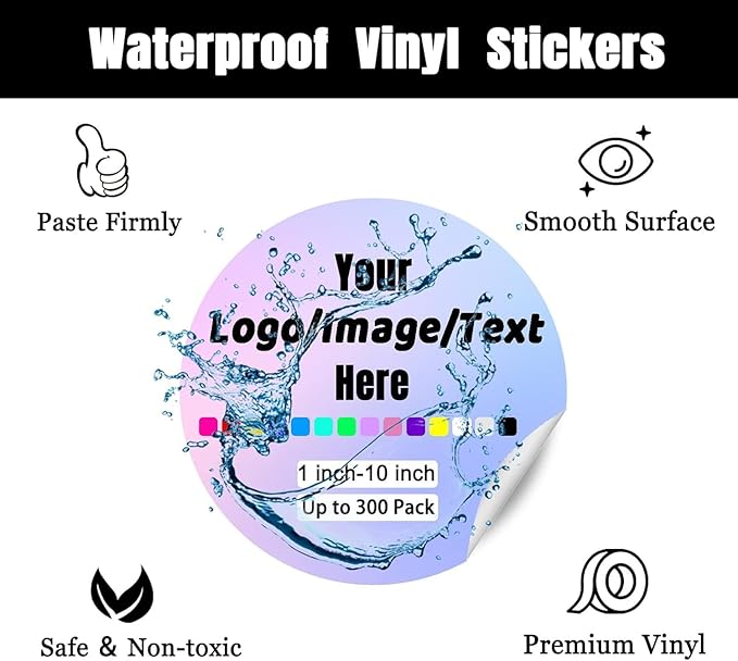 Custom Stickers for Weddings, Birthdays & Businesses - Personalized Labels with Your Logo - Waterproof, Fade and Heat Resistant - Pack of 100-1000 (Wreath V, 1.5 Inch)