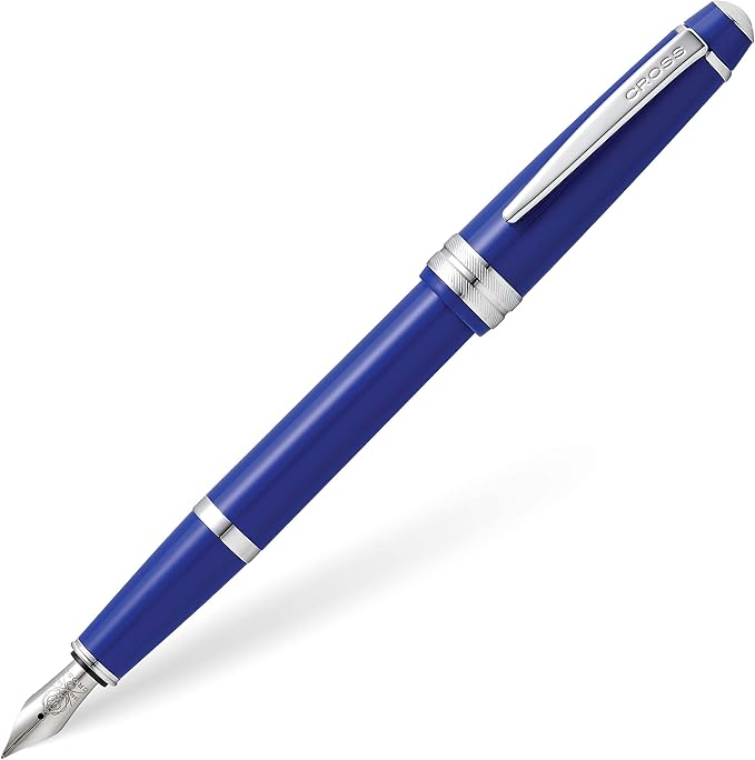 Cross Bailey Light Refillable Fountain Presented in a Everyday Gift Box - Medium Point, Black Ink, Polished Blue