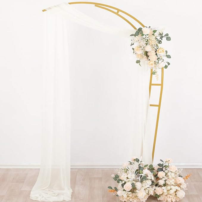 Arch Drape Curtains in Sheer Ivory Chiffon, 4 Panels, 29 x 20 Ft Each