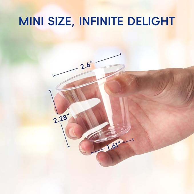 Plastic Party Cups, 5 oz Clear Disposable, 100 Pack
