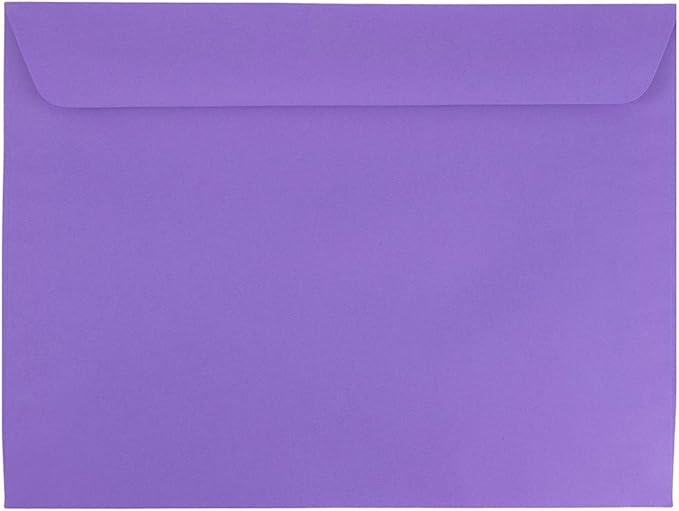 JAM PAPER 9 x 12 Booklet Colored Envelopes - Violet Purple Recycled - 50/Pack
