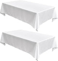Fitable Linen Textured Tablecloths 2 Pack, Faux Burlap Rectangle Table Clothes for 6 Foot Tables, Rustic Table Covers for Buffet, Banquet, Kitchen Dining, Party, Farmhouse (White, 54 x 108 Inch)